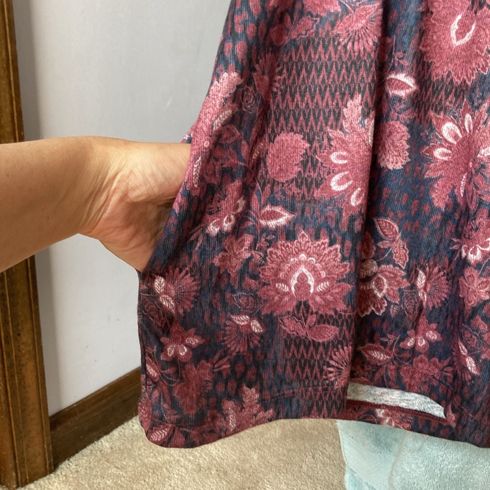 One world floral print top with pockets with bling details bohemian casual 3X - Picture 10 of 17
